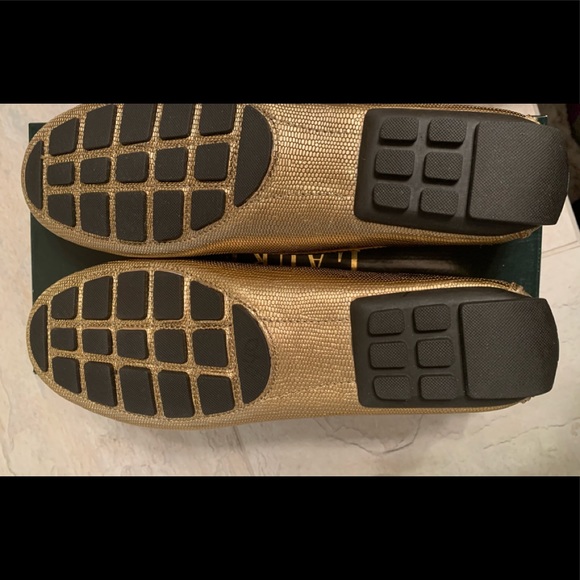 NIB Lauren Ralph Lauren Carley Antique Brass Metallic Embossed Lizard Design - Picture 7 of 10